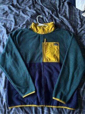 Colorblock Fleece Zip Jacket in Teal, Navy & Yellow